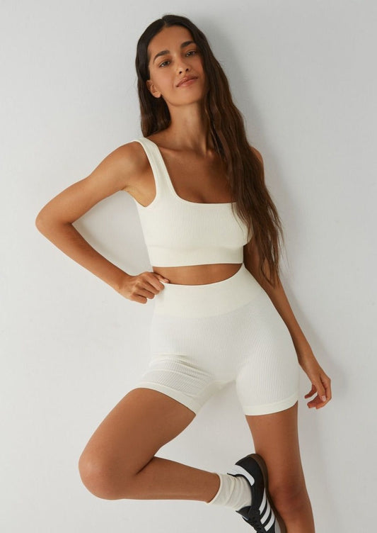Ensemble Biker - FitBasic - Blanc - Vente Finale Marie Louise Paris